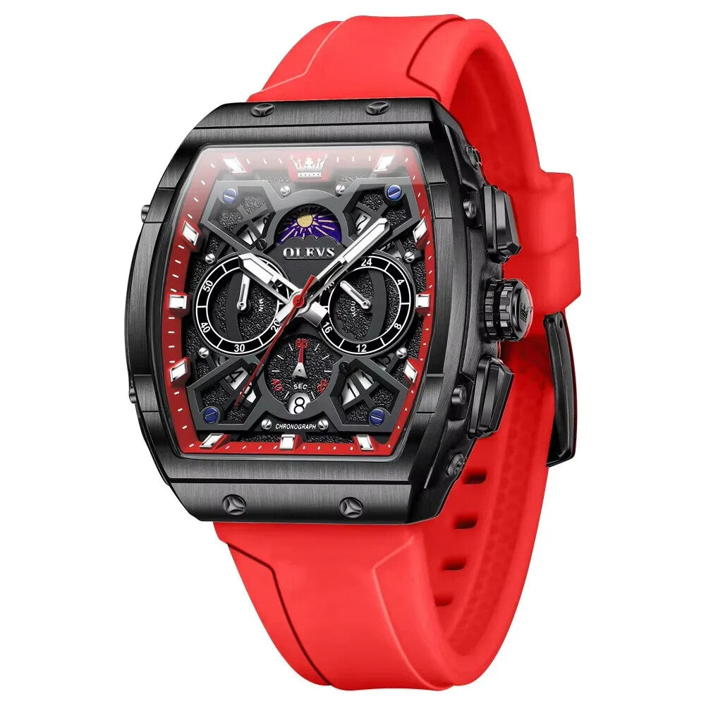 OLEVS Men's Quartz Watch Waterproof Luminous Wristwatch for Male Silicone Band