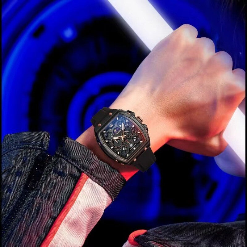 OLEVS Men's Quartz Watch Waterproof Luminous Wristwatch for Male Silicone Band