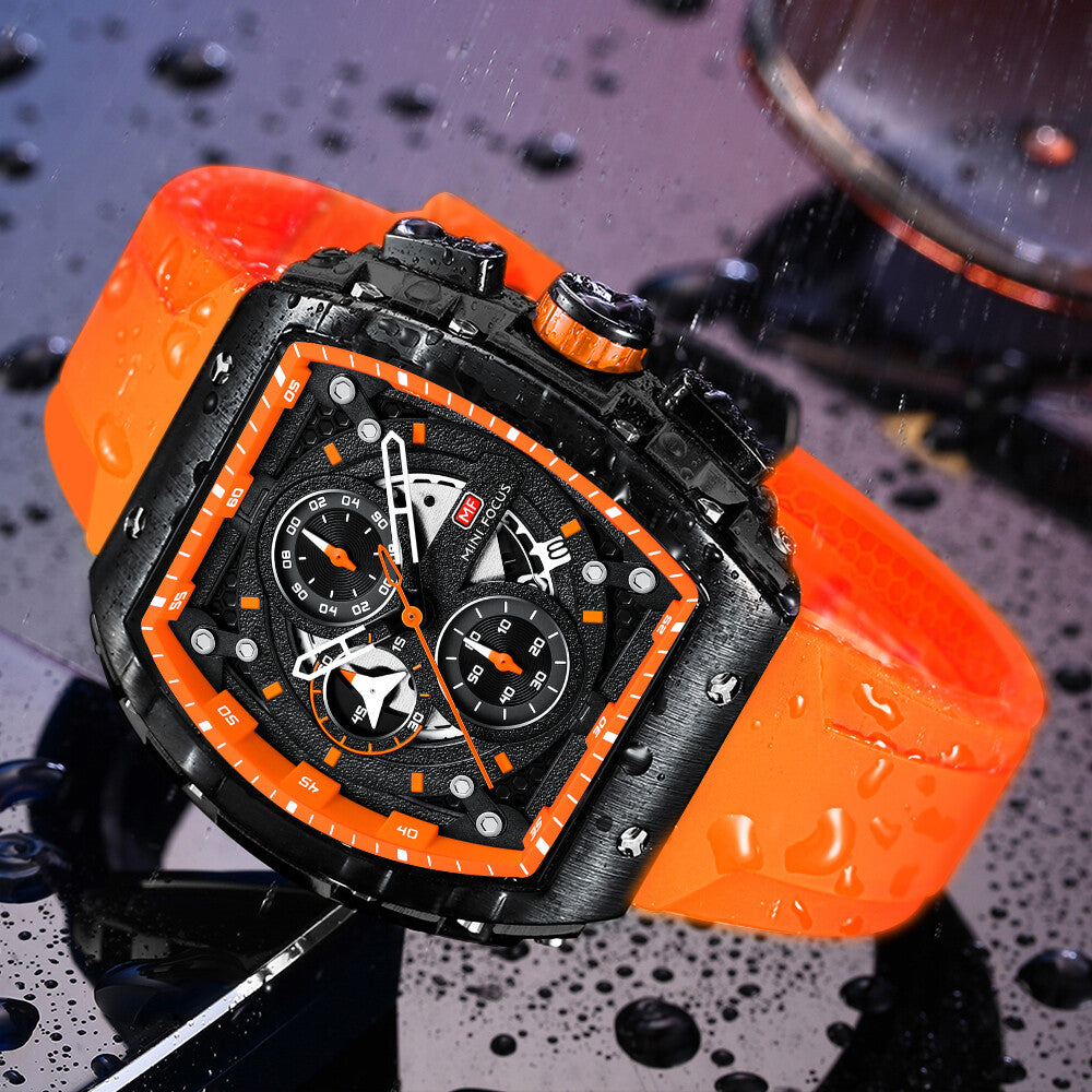 MINI FOCUS Men Rectangle Watch Luminous Wristwatch Fashion blue Boys Sport Watch