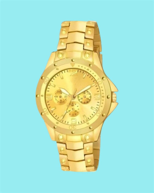 Men’s Elegant Golden Stainless Steel Watch – Timeless Style & Luxury