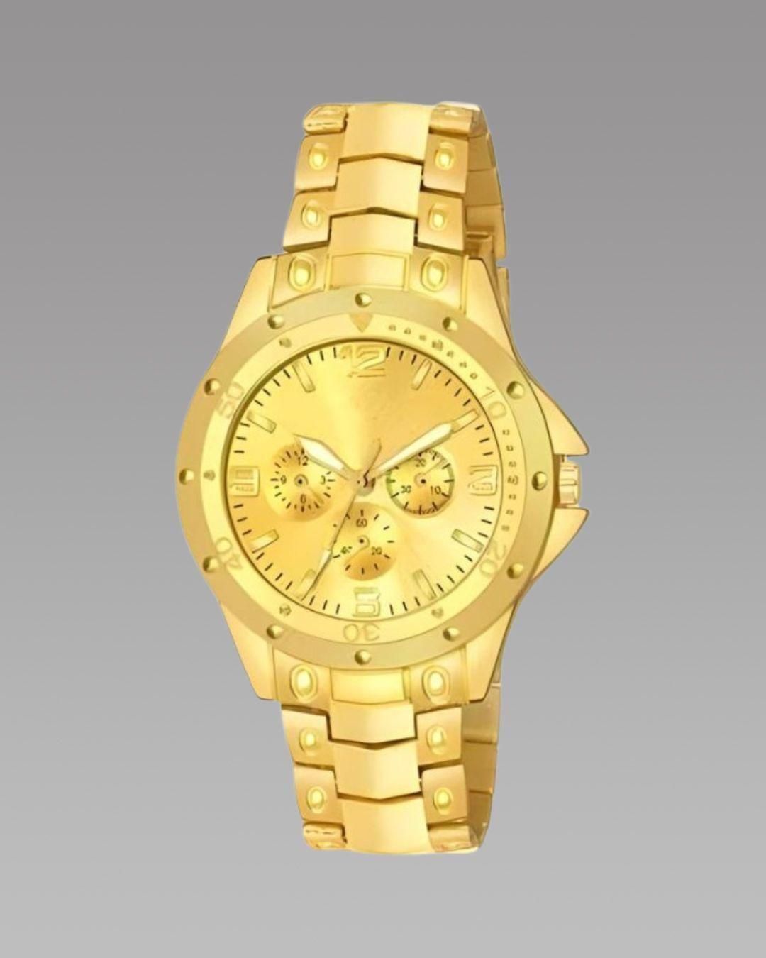 Men’s Elegant Golden Stainless Steel Watch – Timeless Style & Luxury
