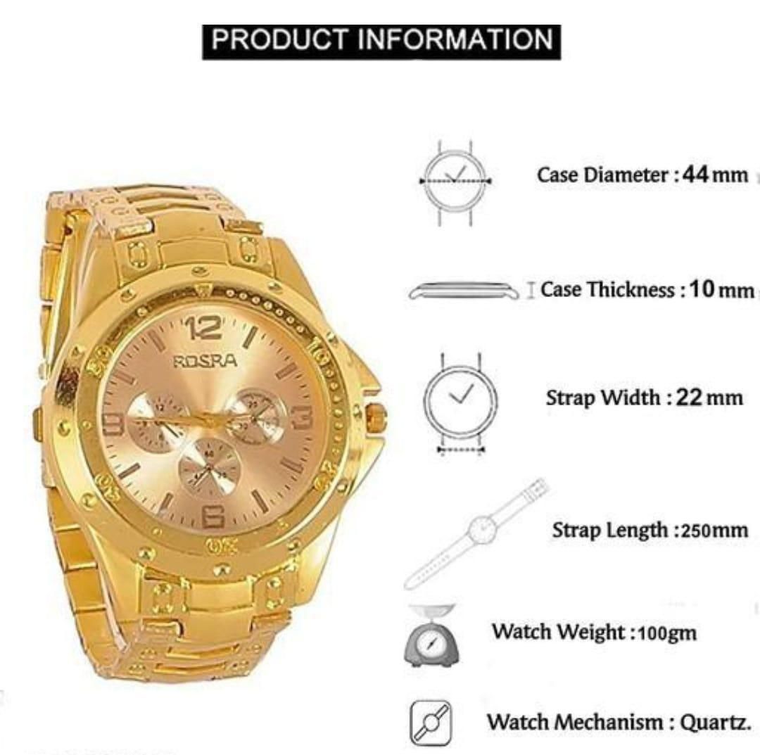 Men’s Elegant Golden Stainless Steel Watch – Timeless Style & Luxury