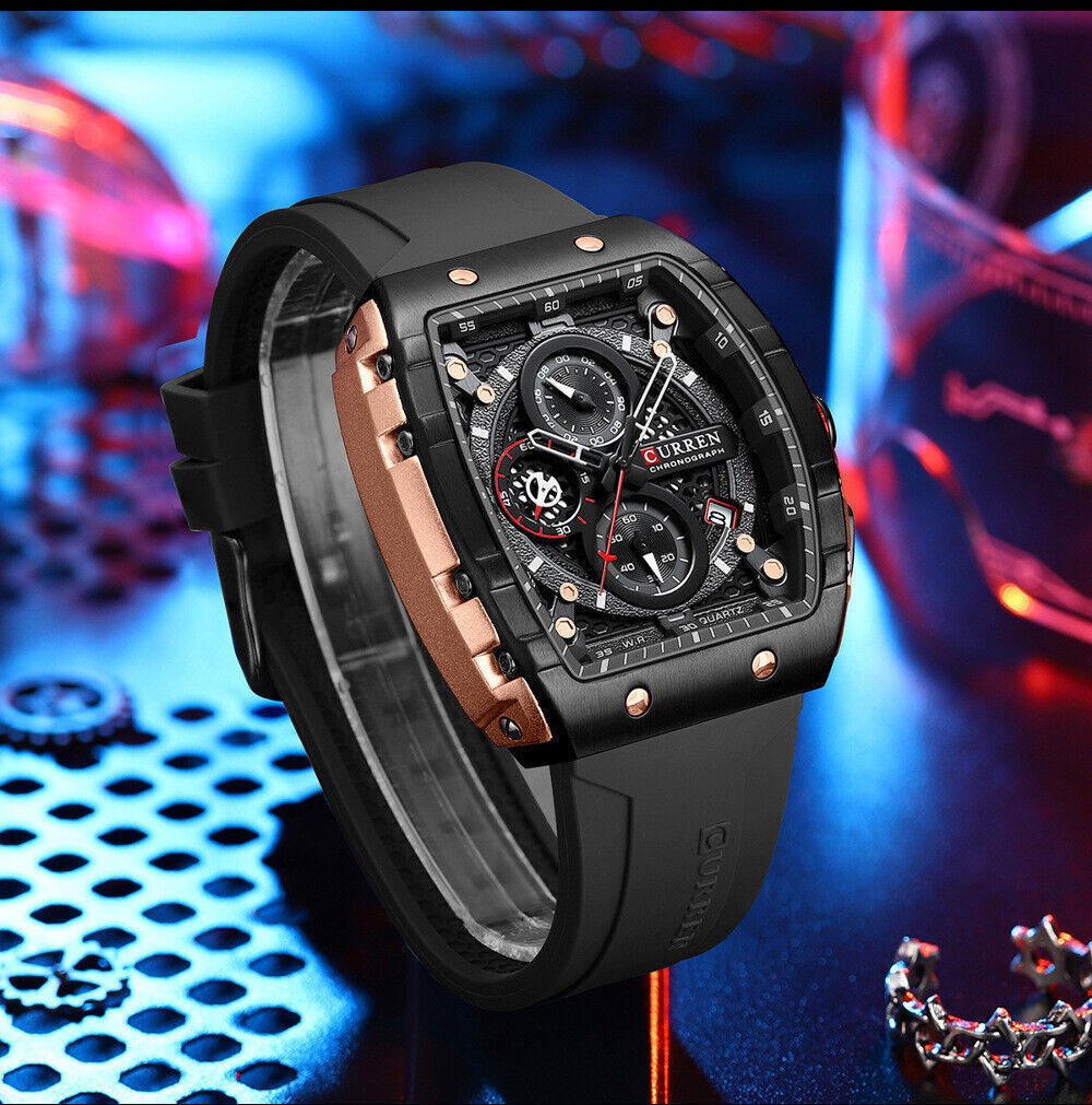 CURREN Men Watches Rectangle Sport Watch Chronograph Wristwatch for Male Gifts