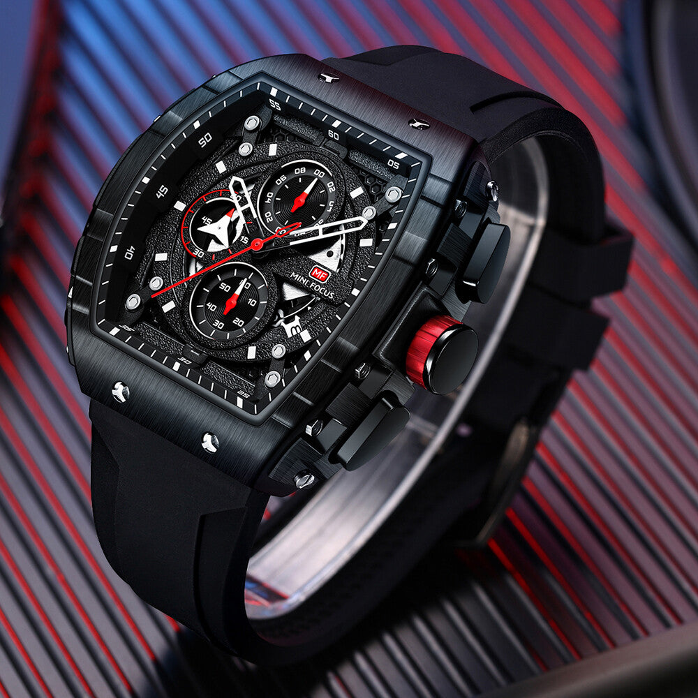 MINI FOCUS Men Rectangle Watch Luminous Wristwatch Fashion blue Boys Sport Watch