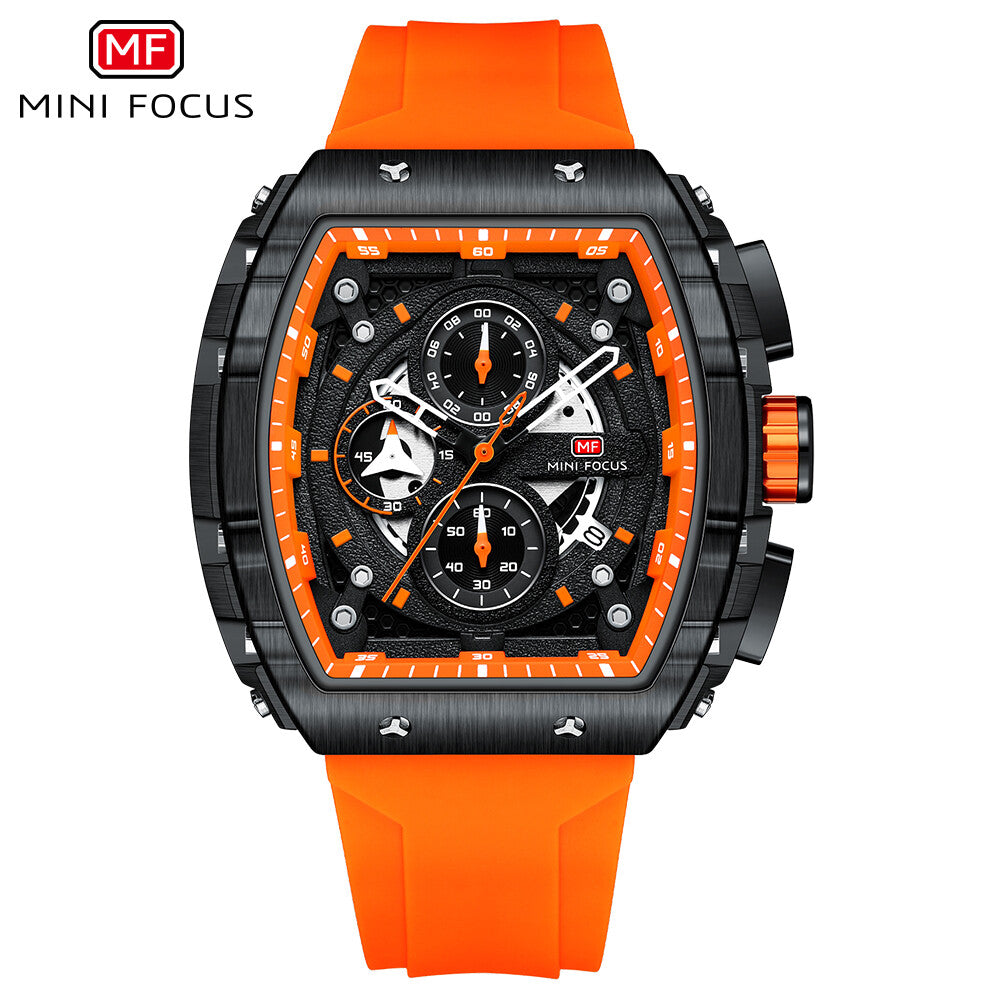 MINI FOCUS Men Rectangle Watch Luminous Wristwatch Fashion blue Boys Sport Watch