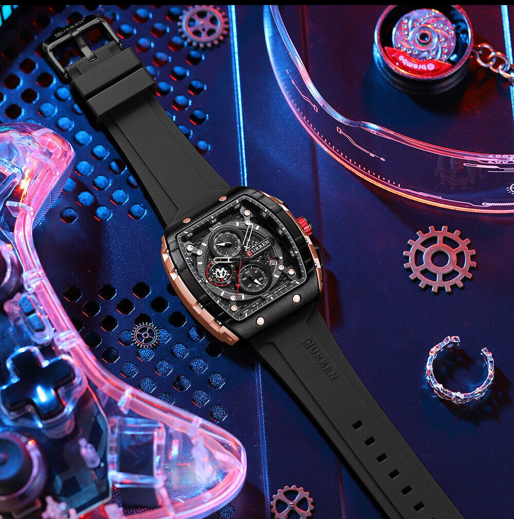 CURREN Men Watches Rectangle Sport Watch Chronograph Wristwatch for Male Gifts