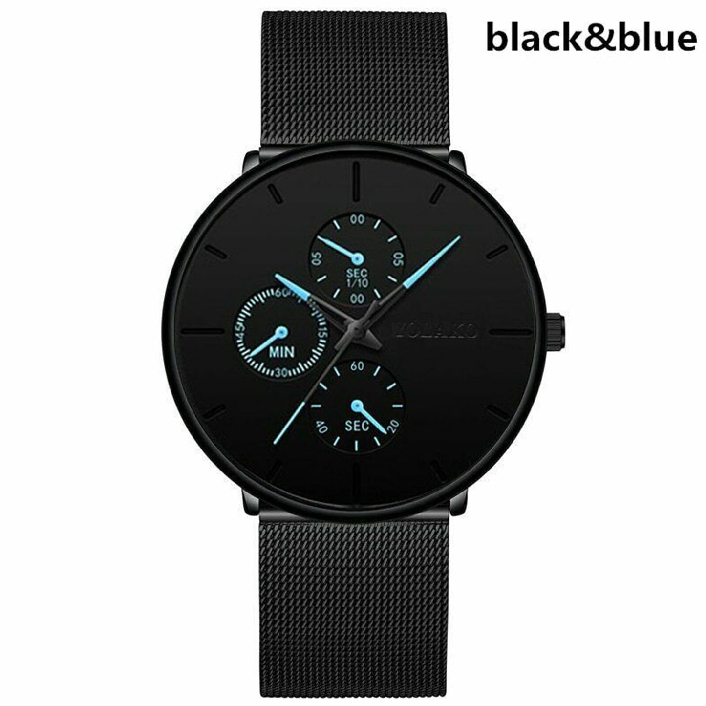 Mens Watches Male Quartz Watch Casual Slim Mesh Steel Waterproof Sport