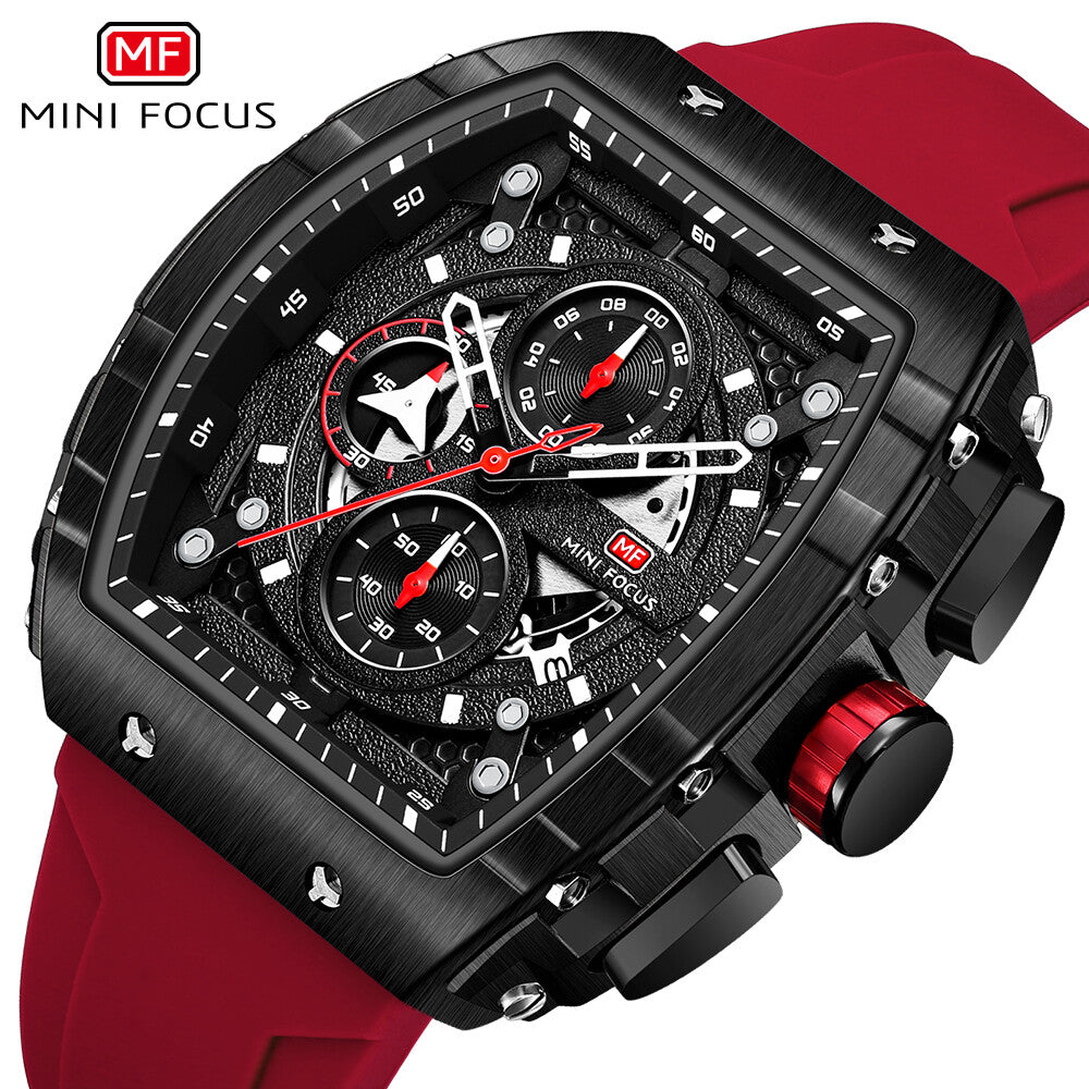 MINI FOCUS Men Rectangle Watch Luminous Wristwatch Fashion blue Boys Sport Watch