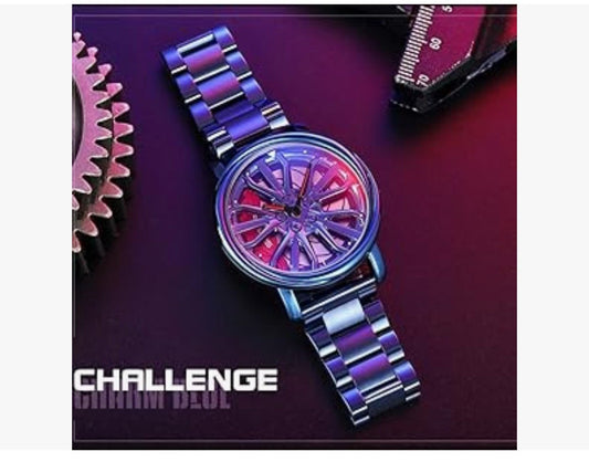 MASTOP Mens Wrist Watch Creative 3D Spinning Car Wheel Rotating Watches Rim