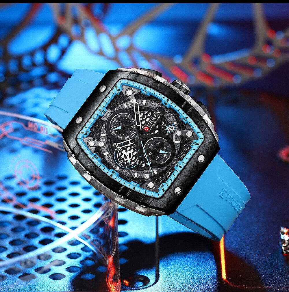 CURREN Men Watches Rectangle Sport Watch Chronograph Wristwatch for Male Gifts
