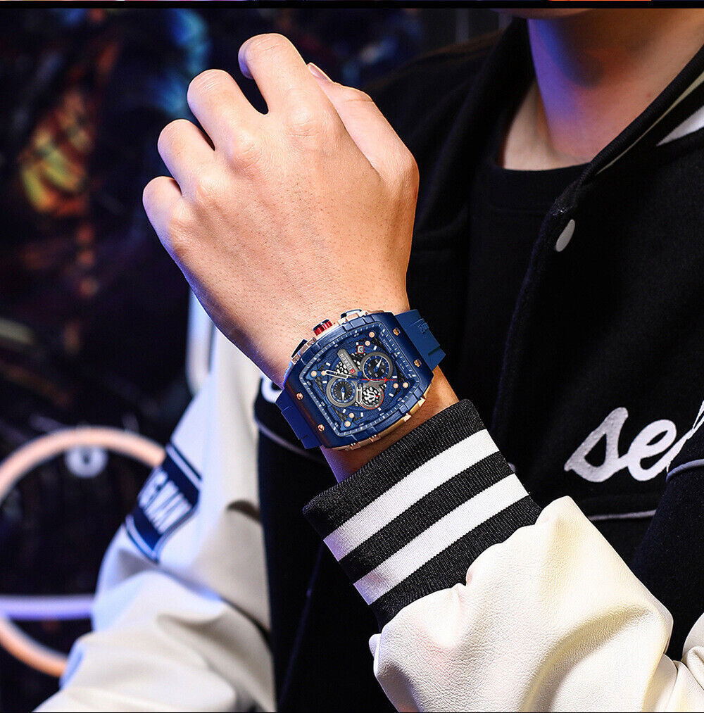CURREN Men Watches Rectangle Sport Watch Chronograph Wristwatch for Male Gifts