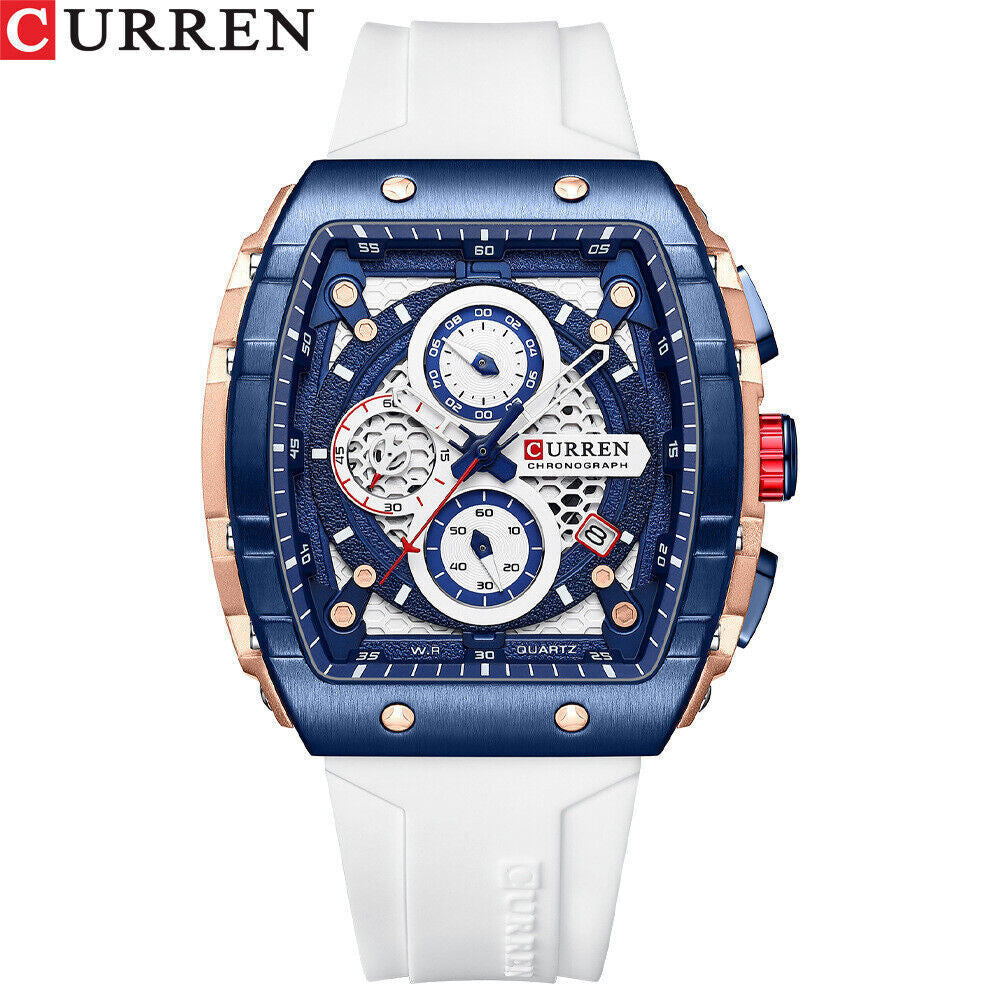 CURREN Men Watches Rectangle Sport Watch Chronograph Wristwatch for Male Gifts