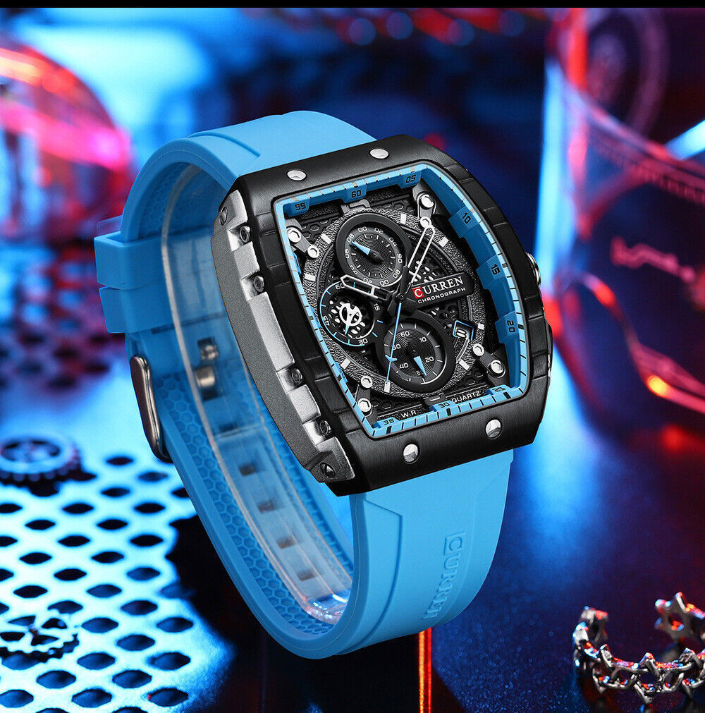 CURREN Men Watches Rectangle Sport Watch Chronograph Wristwatch for Male Gifts