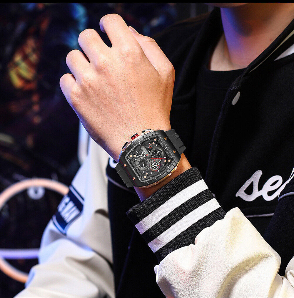 CURREN Men Watches Rectangle Sport Watch Chronograph Wristwatch for Male Gifts