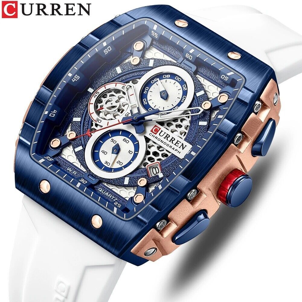 CURREN Men Watches Rectangle Sport Watch Chronograph Wristwatch for Male Gifts