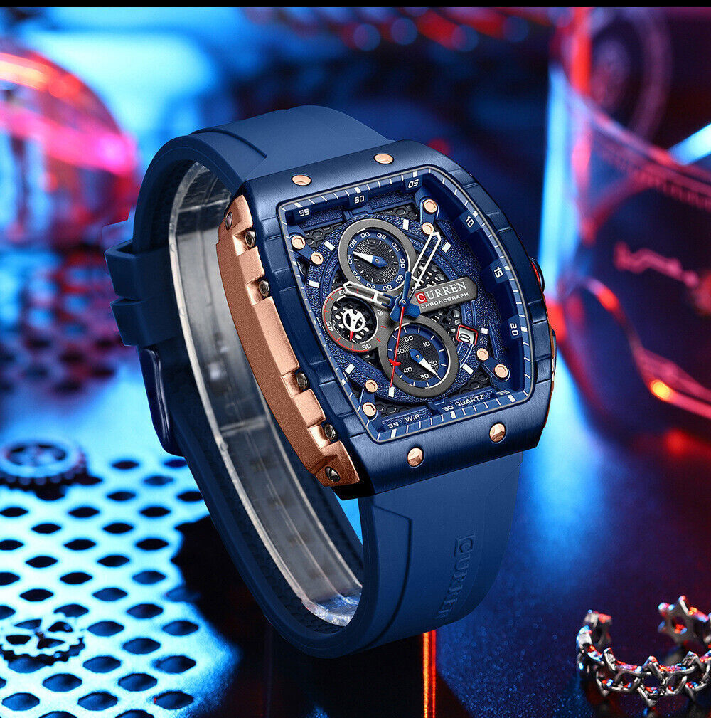 CURREN Men Watches Rectangle Sport Watch Chronograph Wristwatch for Male Gifts