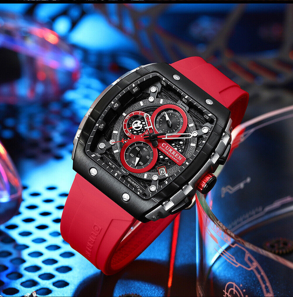 CURREN Men Watches Rectangle Sport Watch Chronograph Wristwatch for Male Gifts