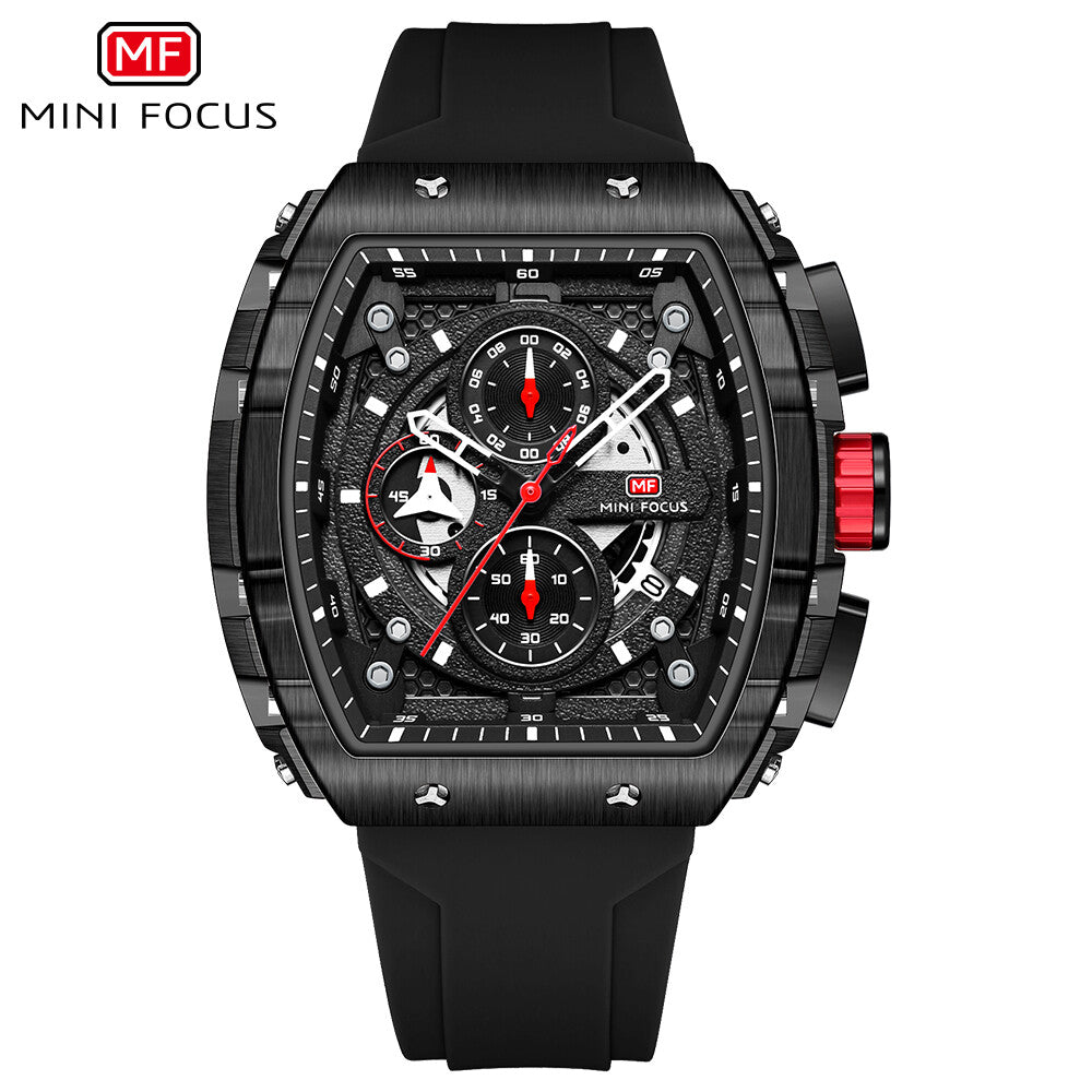 MINI FOCUS Men Rectangle Watch Luminous Wristwatch Fashion blue Boys Sport Watch