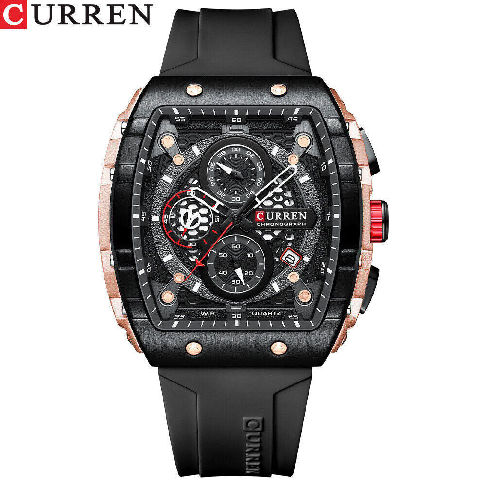 CURREN Men Watches Rectangle Sport Watch Chronograph Wristwatch for Male Gifts