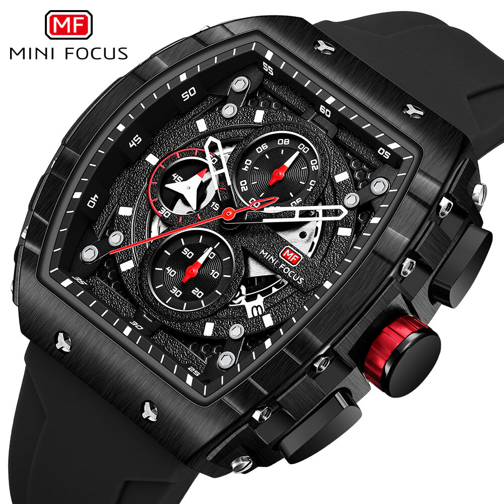 MINI FOCUS Men Rectangle Watch Luminous Wristwatch Fashion blue Boys Sport Watch