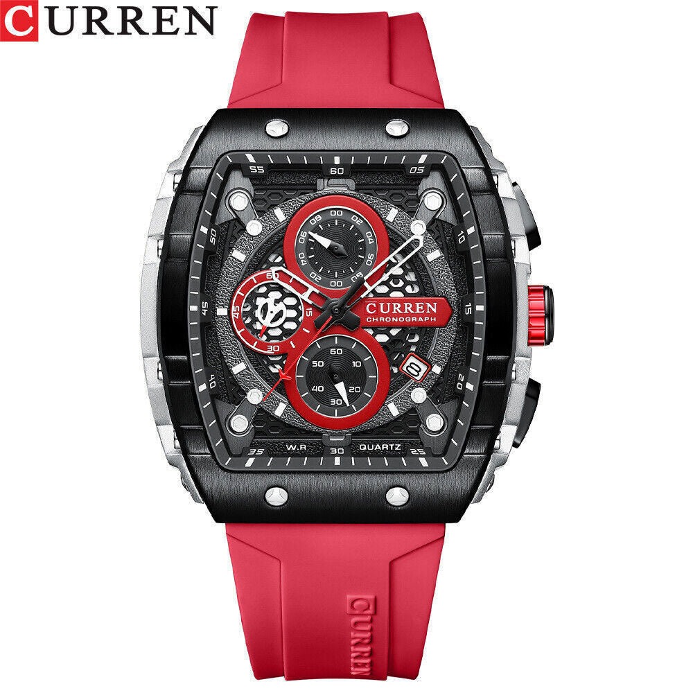 CURREN Men Watches Rectangle Sport Watch Chronograph Wristwatch for Male Gifts