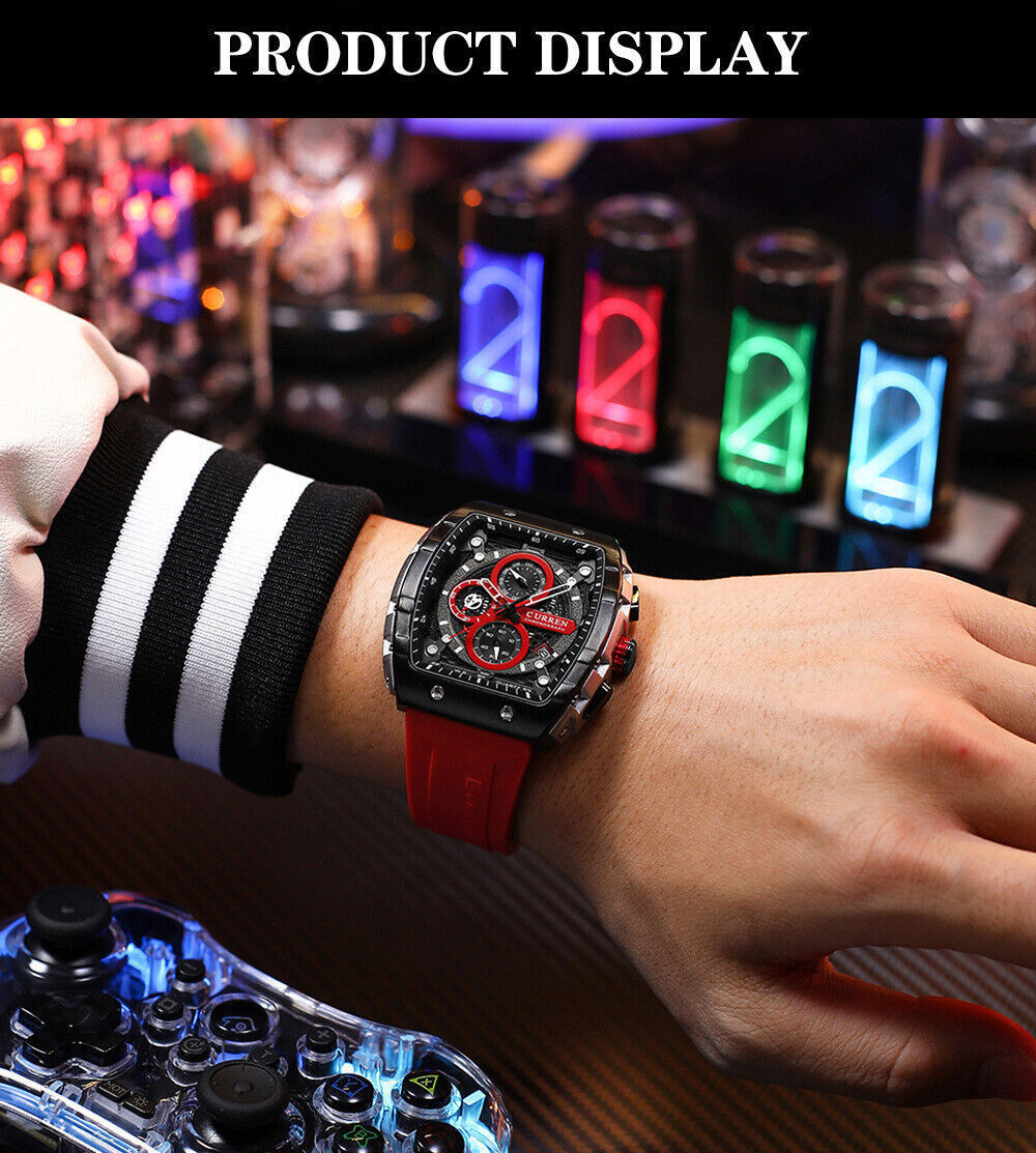 CURREN Men Watches Rectangle Sport Watch Chronograph Wristwatch for Male Gifts