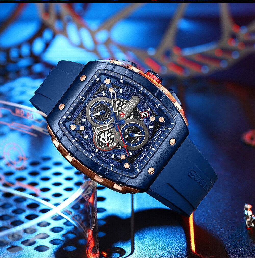 CURREN Men Watches Rectangle Sport Watch Chronograph Wristwatch for Male Gifts