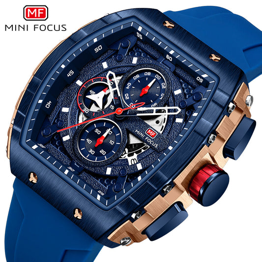 MINI FOCUS Men Rectangle Watch Luminous Wristwatch Fashion blue Boys Sport Watch