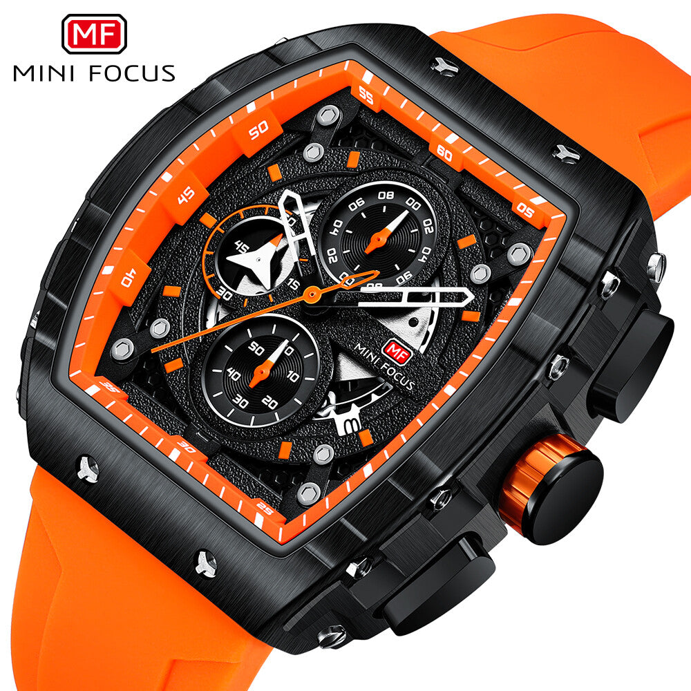 MINI FOCUS Men Rectangle Watch Luminous Wristwatch Fashion blue Boys Sport Watch