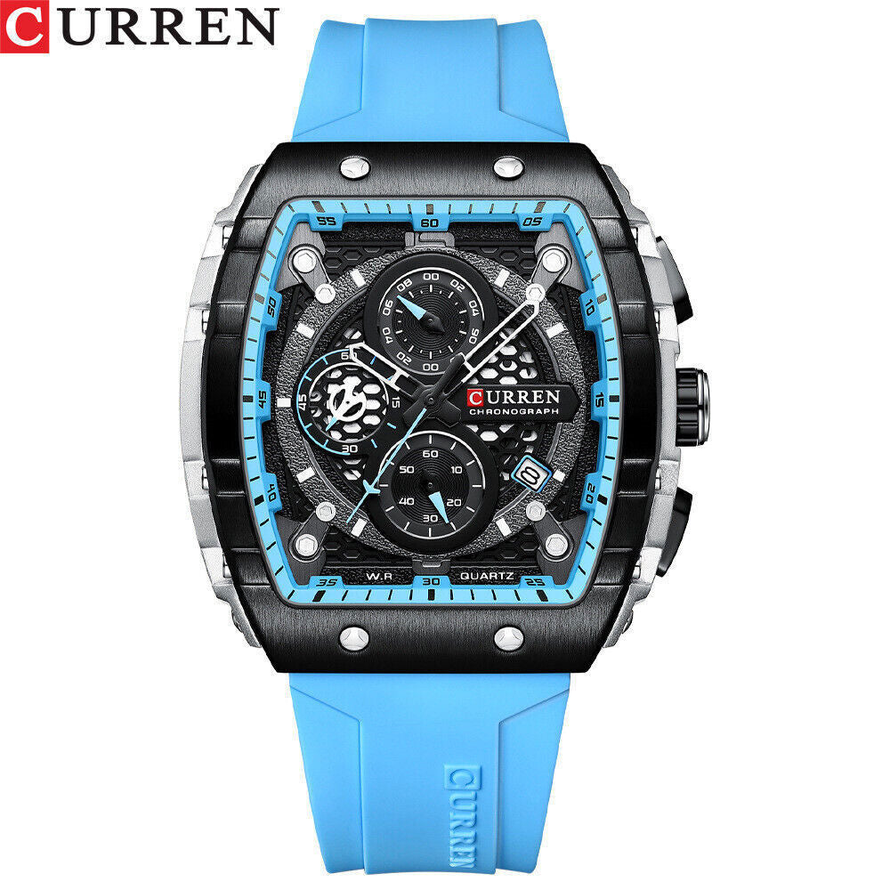 CURREN Men Watches Rectangle Sport Watch Chronograph Wristwatch for Male Gifts