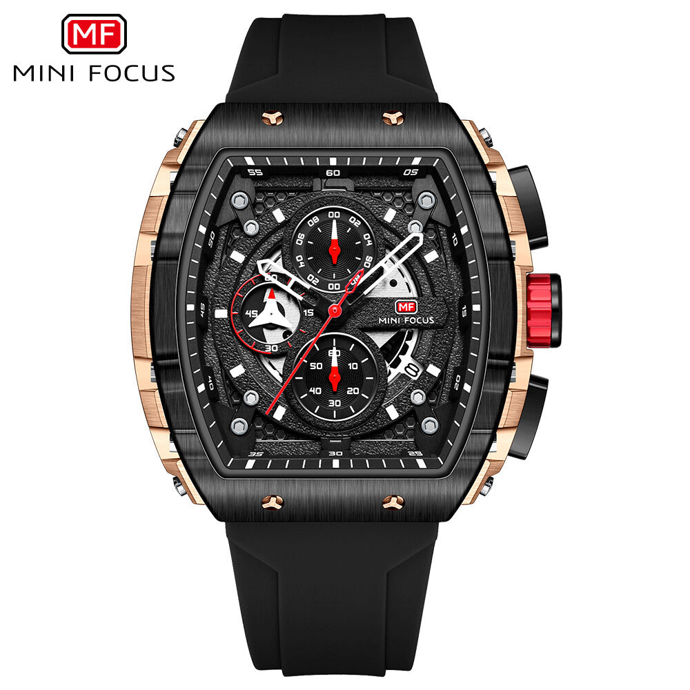MINI FOCUS Men Rectangle Watch Luminous Wristwatch Fashion blue Boys Sport Watch