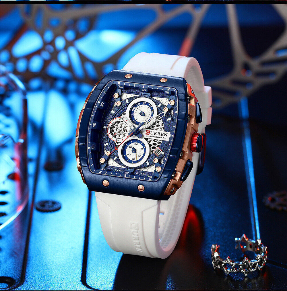 CURREN Men Watches Rectangle Sport Watch Chronograph Wristwatch for Male Gifts