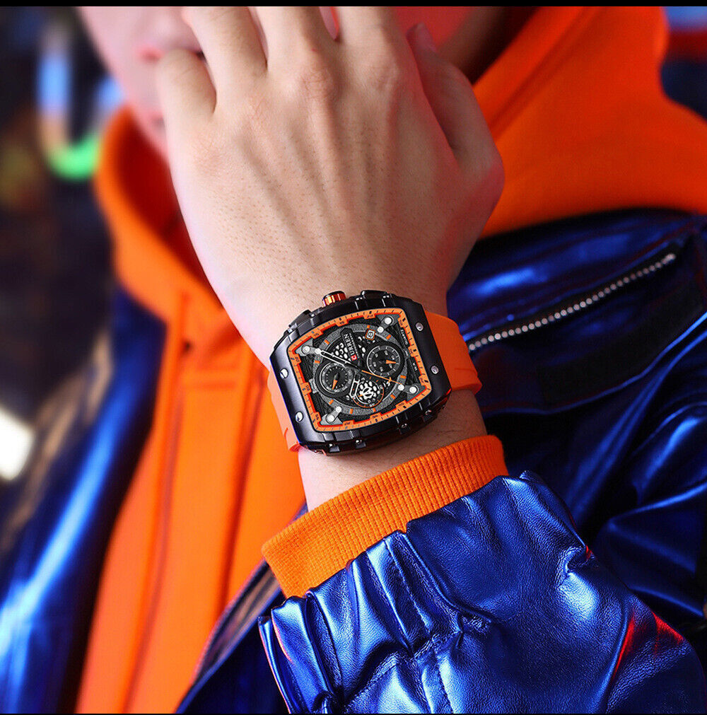 CURREN Men Watches Rectangle Sport Watch Chronograph Wristwatch for Male Gifts