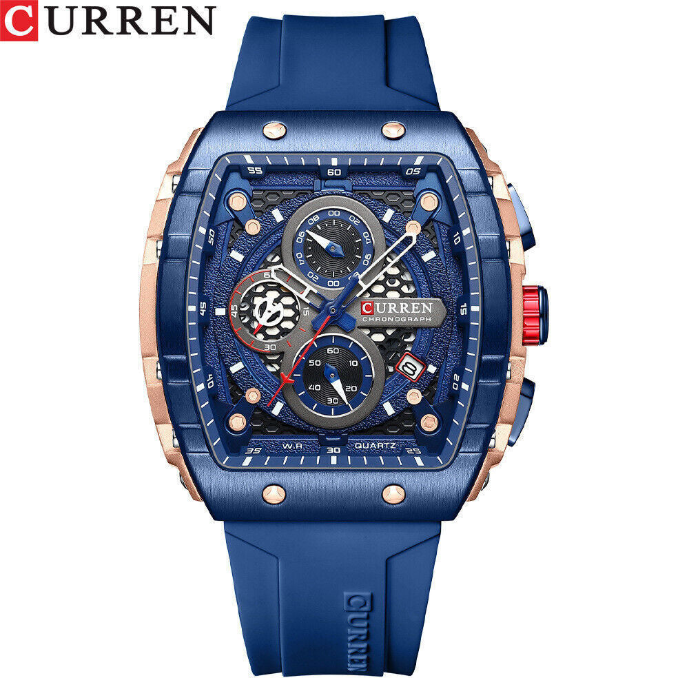 CURREN Men Watches Rectangle Sport Watch Chronograph Wristwatch for Male Gifts