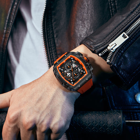 MINI FOCUS Men Rectangle Watch Luminous Wristwatch Fashion blue Boys Sport Watch