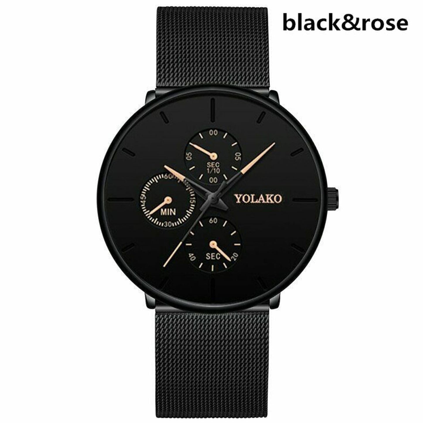 Mens Watches Male Quartz Watch Casual Slim Mesh Steel Waterproof Sport
