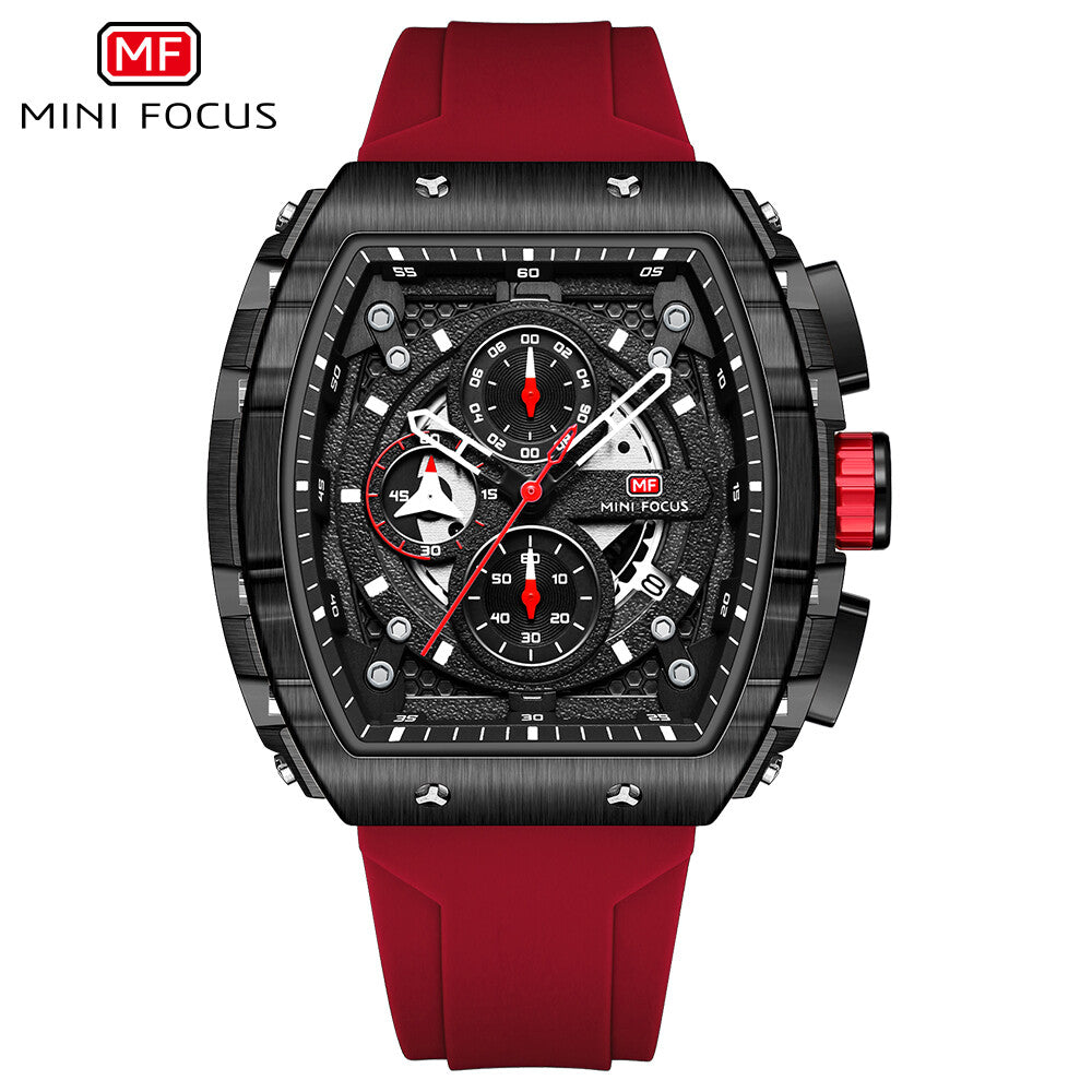 MINI FOCUS Men Rectangle Watch Luminous Wristwatch Fashion blue Boys Sport Watch