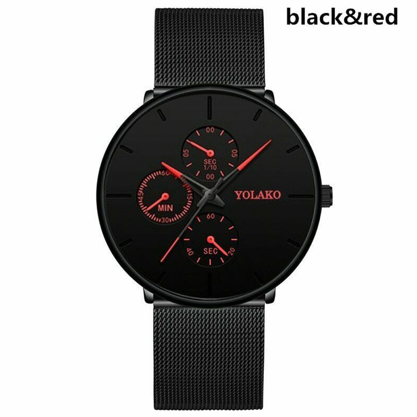 Mens Watches Male Quartz Watch Casual Slim Mesh Steel Waterproof Sport