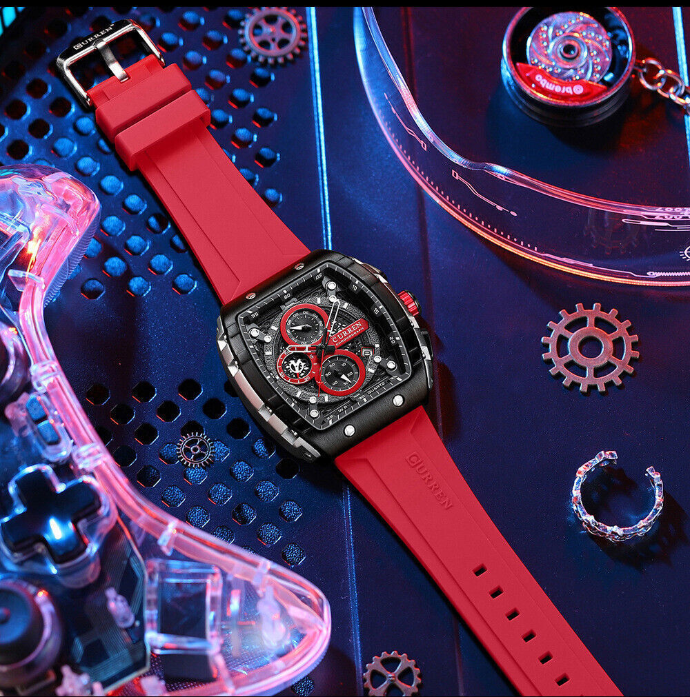 CURREN Men Watches Rectangle Sport Watch Chronograph Wristwatch for Male Gifts