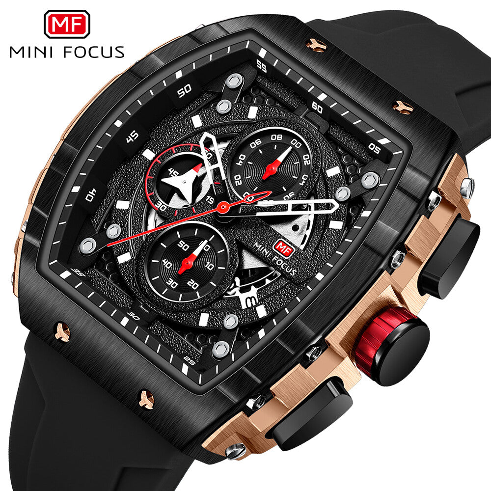 MINI FOCUS Men Rectangle Watch Luminous Wristwatch Fashion blue Boys Sport Watch
