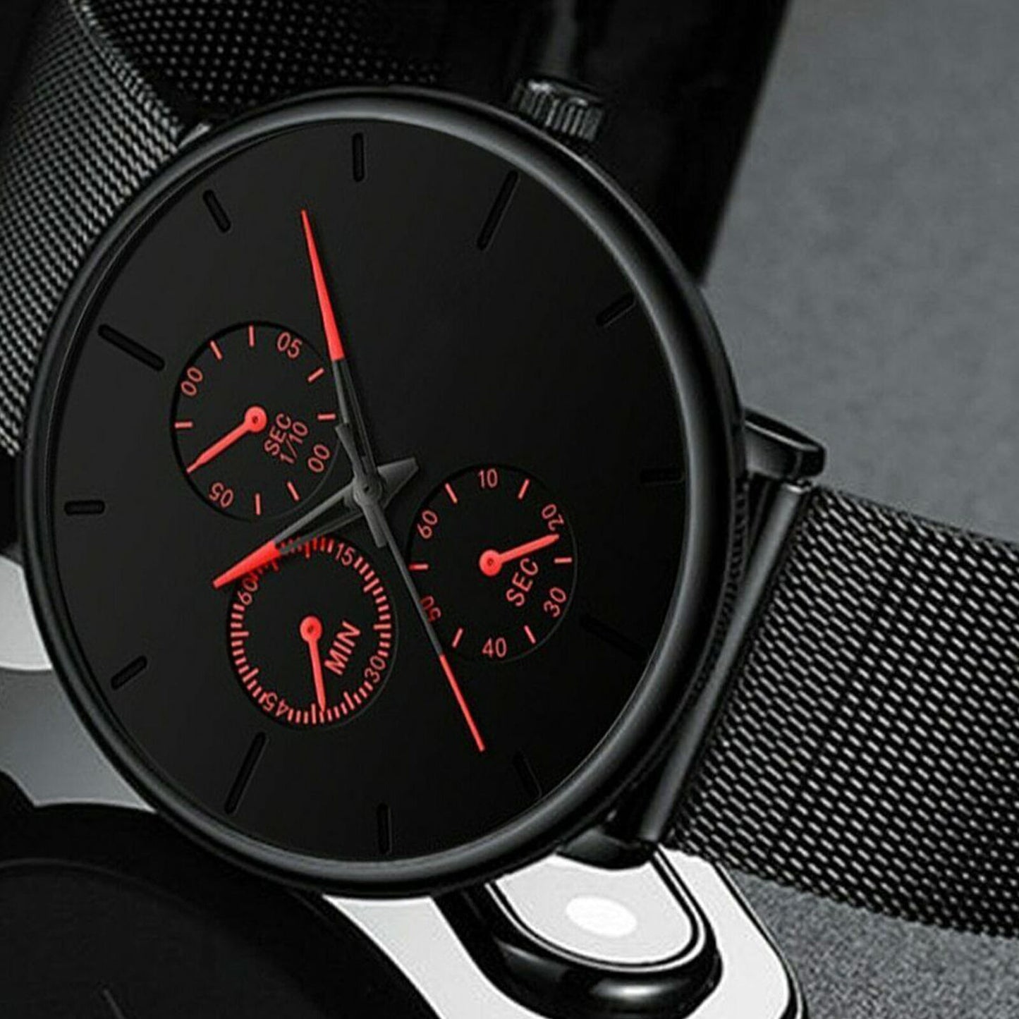 Mens Watches Male Quartz Watch Casual Slim Mesh Steel Waterproof Sport