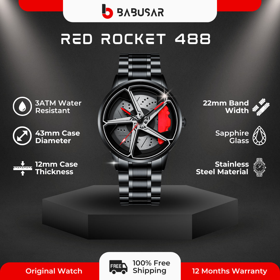 Babusar Red Rocket 488 - Spinning - 3D Wheel Watch